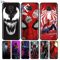 black silicone cover marvel venom spiderman for xiaomi redmi note 10 10s 9 9s pro max 9t 8t 8 7 6 5 pro 5a phone case