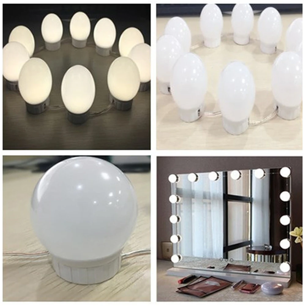 

LED 12V Makeup Mirror Light Bulb Hollywood Vanity Lights Stepless Dimmable Wall Lamp 6 10 14 Bulbs Kit for Dressing Table