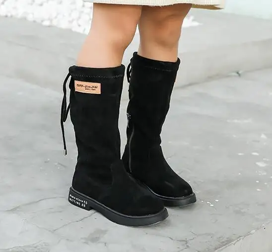 Женские кожаные сапоги до колена мягкие из флока в Корейском стиле размеры 27-37
