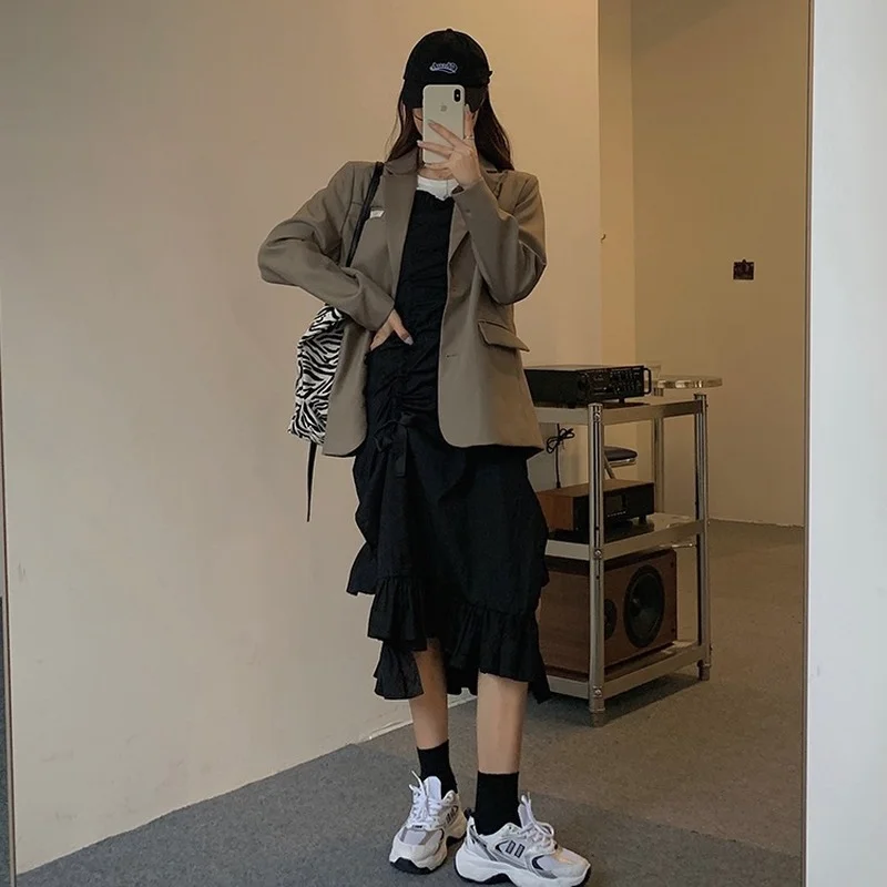 

2021 Summer Casual White Strap Dress Women Sleeveless Solid Elegant Midi Dress Female Lace-Up Party Y2k One Piece Dress Korean