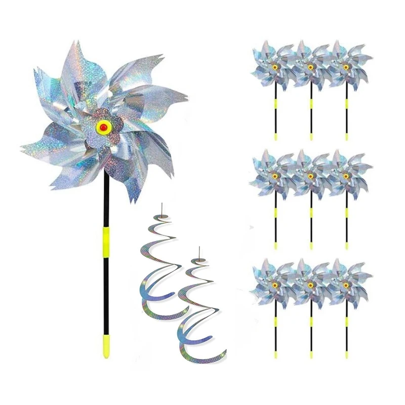 

Reflect Pinwheels for Yard and Garden with Reflective Scare Spiral Reflector to Keep Birds Away From House,Garden,Etc