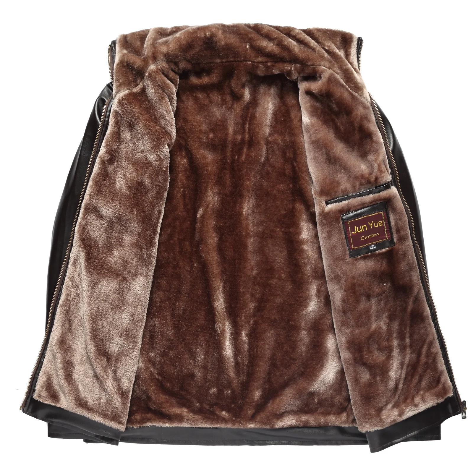 

New Men Casual Fur Collar Zipper Thick Leather Jacket For Male Outdoor Thickening Faux Fur Outwear Warm Windproof Winter Coat