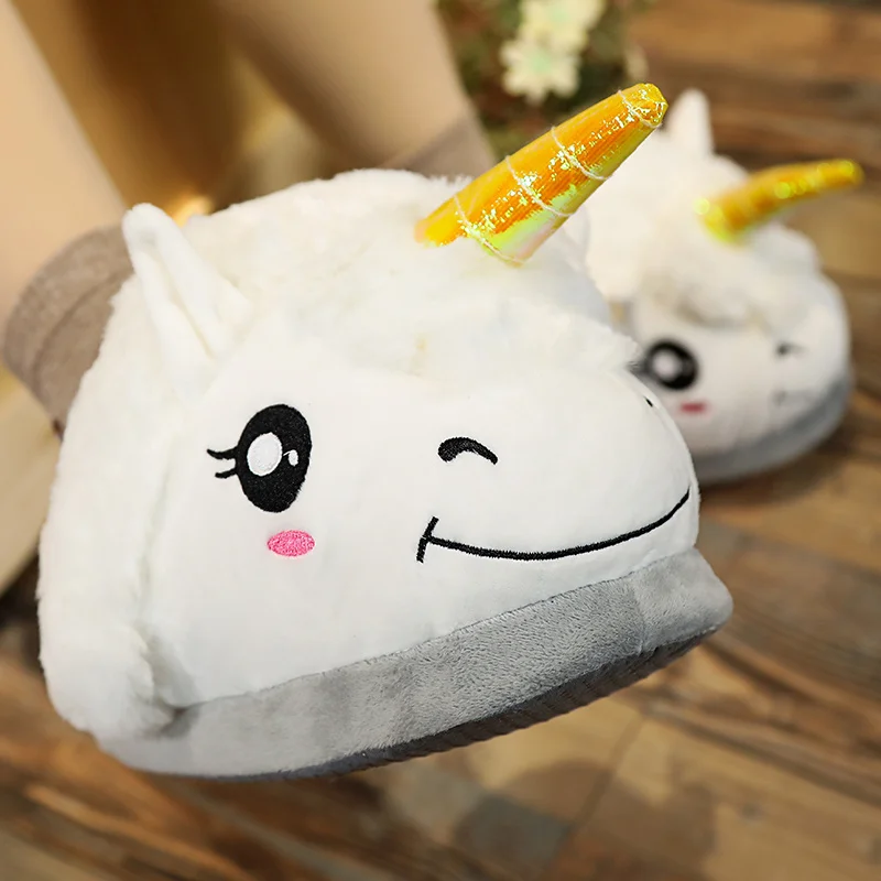 Hot Cute Plush Unicorn Toys Indoor Warm Winter Adult Stuffed Cartoon Shoes Valentine Gift for Girls Christmas Present | Игрушки и хобби
