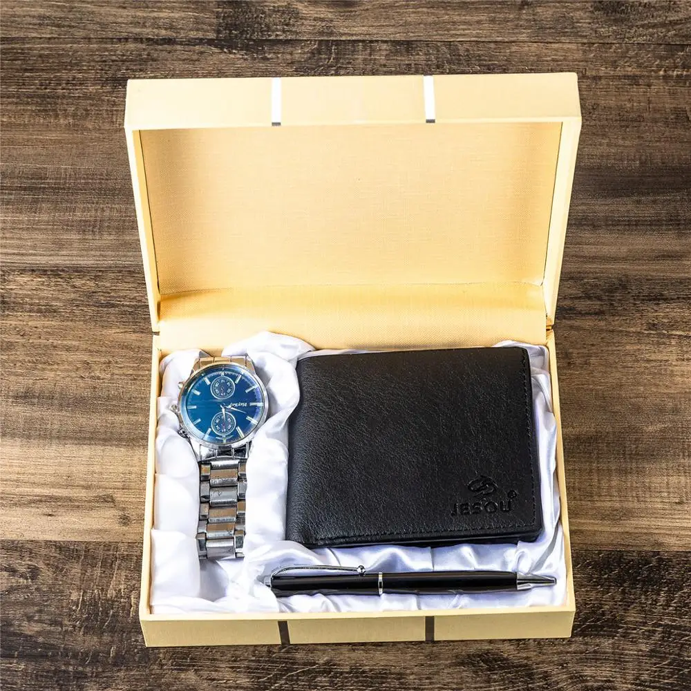 Мужской подарочный набор красиво упакованные часы + кошелек ручек модный тренд