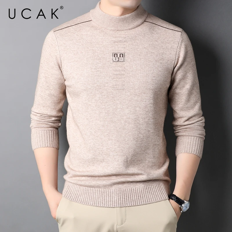 

UCAK Brand Casual Sweater Clothing New Arrival Streetwear Sweater Pull Homme Autumn Winter O-Neck Solid Color Pullover U1337