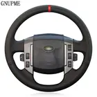 DIY ручной работы мягкая черного цвета из натуральной кожи чехол рулевого колеса автомобиля для Land Rover Discovery 3 2004-2009