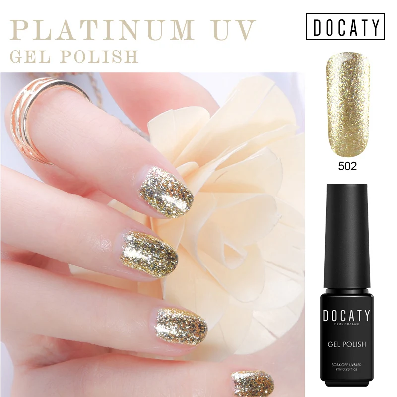 Docaty дизайн ногтей 7 мл Гибридный лак Платина УФ гель блеск для маникюра