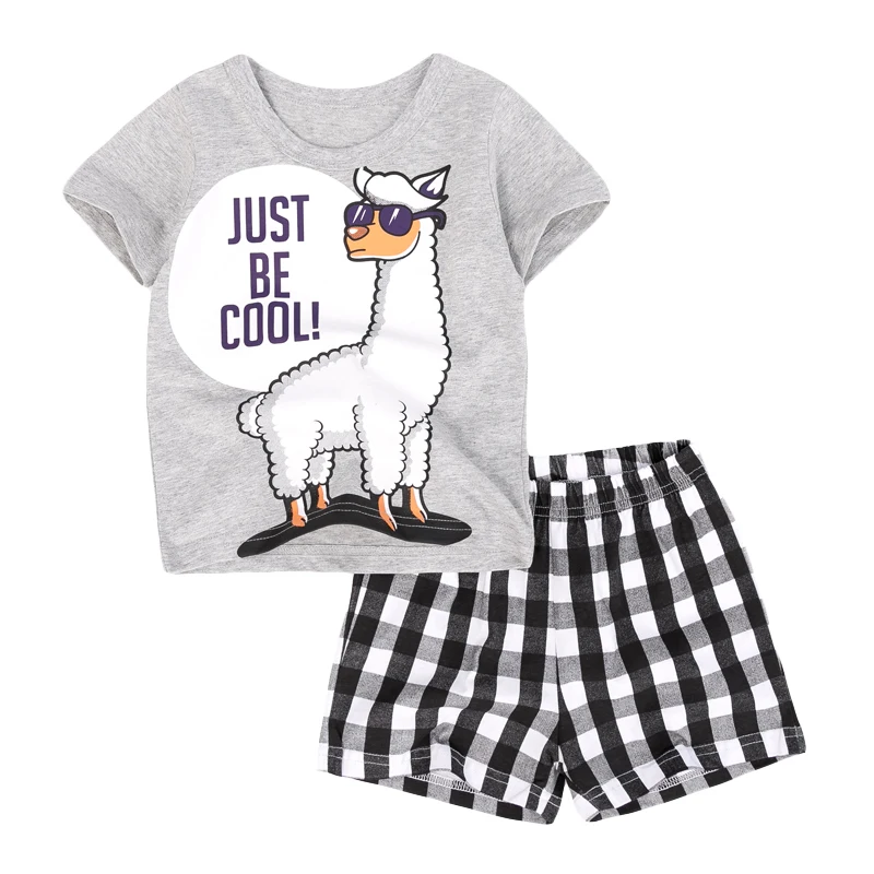 

SAILEROAD Summer Children's Clothes For Boy Cartoon Sheep T Shirt+Pants Kids Short Sleeve Clothing Set Teens Sport Tracksuit
