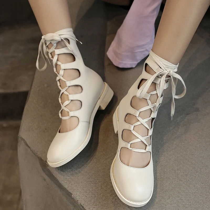 

Ins/Лидер продаж, женские летние ботильоны; Zapatos; Большие размеры 22-26,5 см длина натуральная кожа из коровьей кожи и из овечьей кожи; Обувь с отк...
