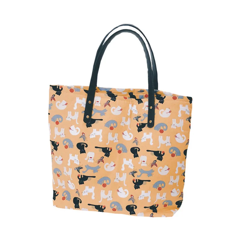 

Retro Kitty Large Capacity Canvas Bag Shoulder Women's Bag Literary Japanese Cotton Bag