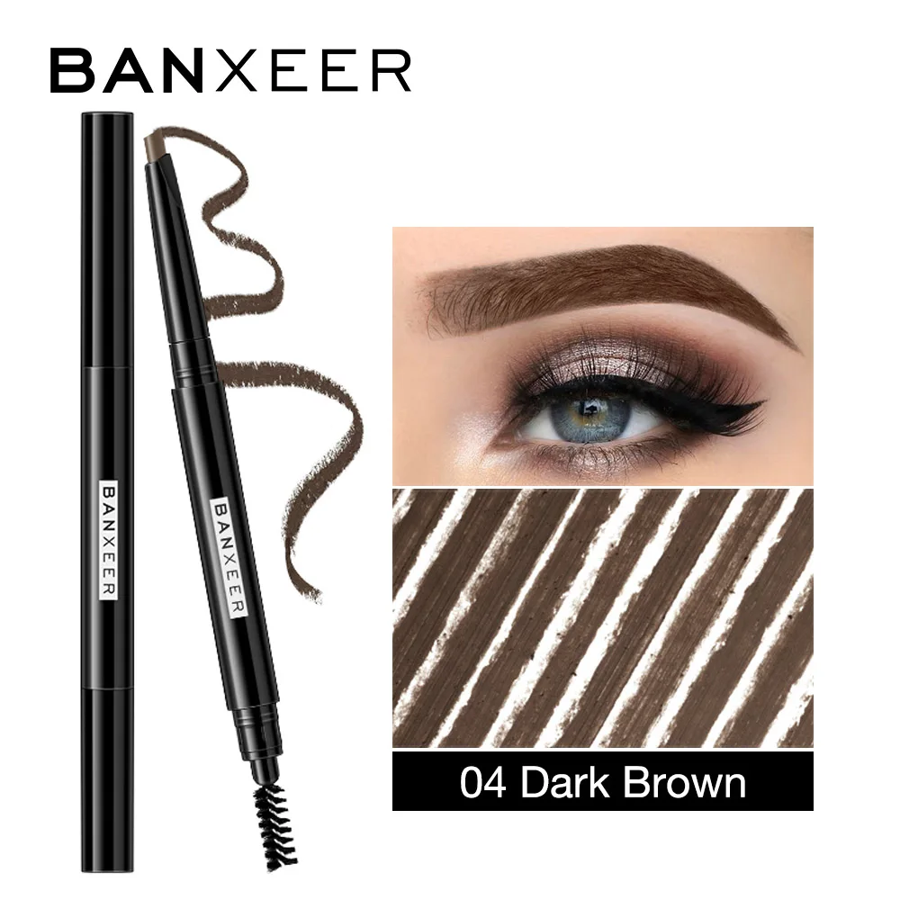 4 Dark Brown BANXEER для бровей, 4 цвета, водостойкий, для бровей, стойкий, для бровей, карандаш для татуировки, прочный, черный, коричневый, с защитой от пятен, карандаш для бровей - Цвет: 4 Dark Brown