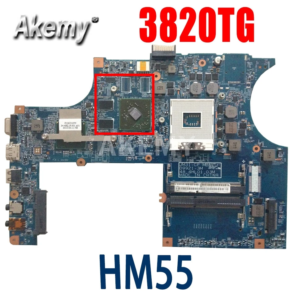 

Akemy Laptop motherboard For ACER Aspire 3820 3820TG JM31-CP Mainboard MB.PV001.001 09921-3 48.4HL01.031 216-0774007 HM55