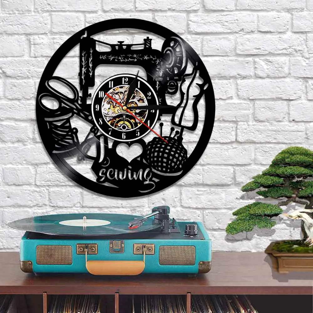 Настенный декор для квилтинга виниловые настенные часы I Love швейная машина 3D