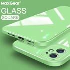 Чехол из закаленного стекла для iPhone 12 mini 11 Pro Max, Оригинальный жидкий силиконовый чехол с квадратной рамкой для IPhone X, XS MAX, XR, 7, 8 Plus, чехол
