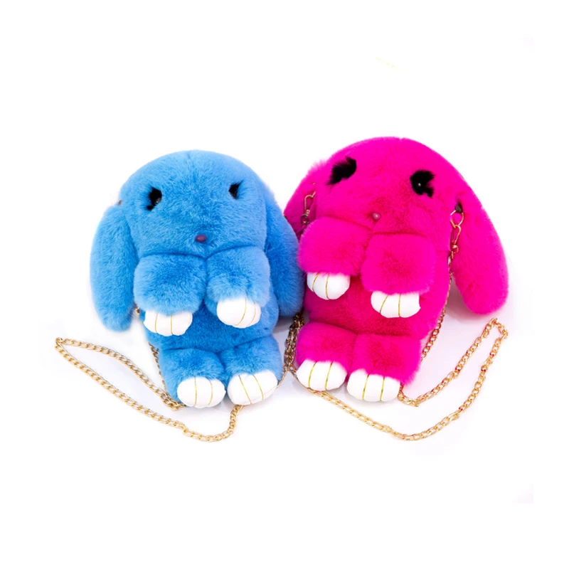 35 см милый пушистый кролик Мех помпоны цепи сумка женская мультфильм Слинг Сумка