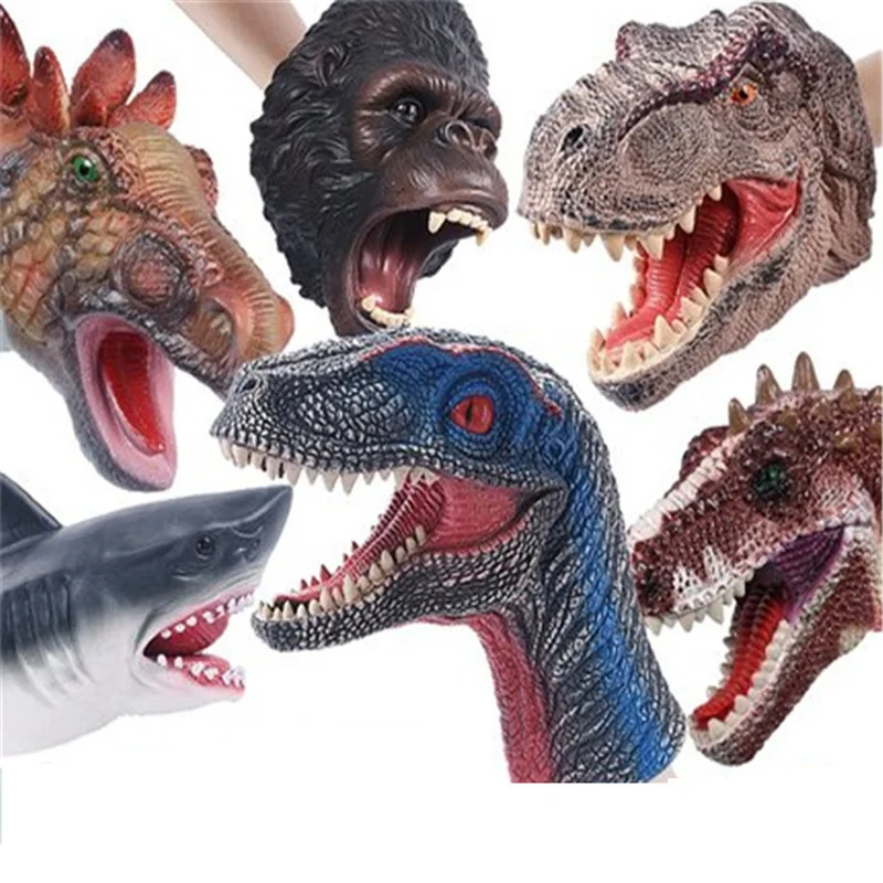

Soft Vinyl Rubber Animal Head Hand Puppet Figure Toys Gloves For Children Model Gift Dinosaur Hand Puppet Toys For Children