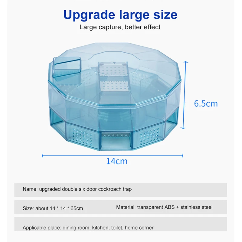 

Snap-on Cockroach Trap Six-door Upgraded Version With Cover Cockroach Physical Catcher Non-Toxic Insect Pest Killer Indoor