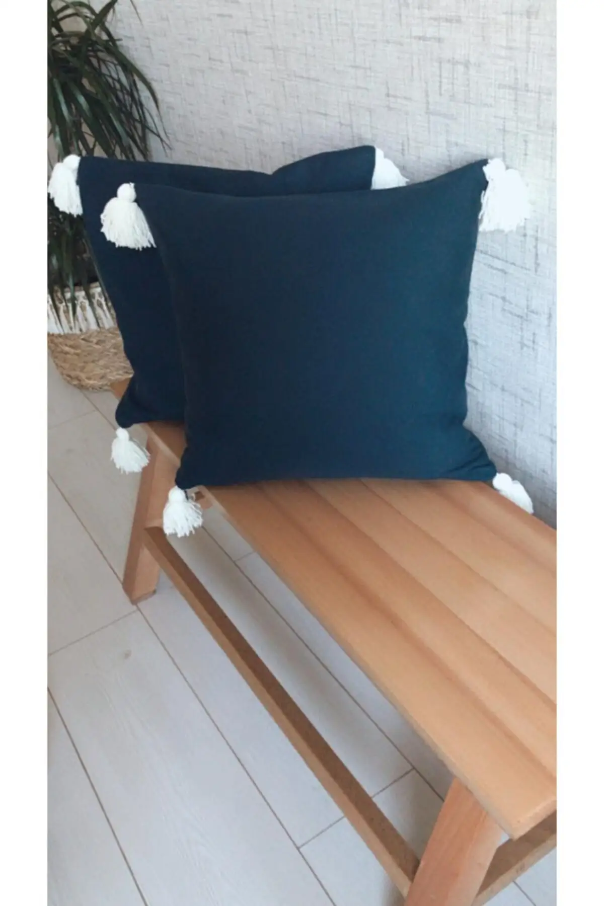 

Льняная кисточка черный цвет İşlemesi Подушка декоративный чехол (45x45)