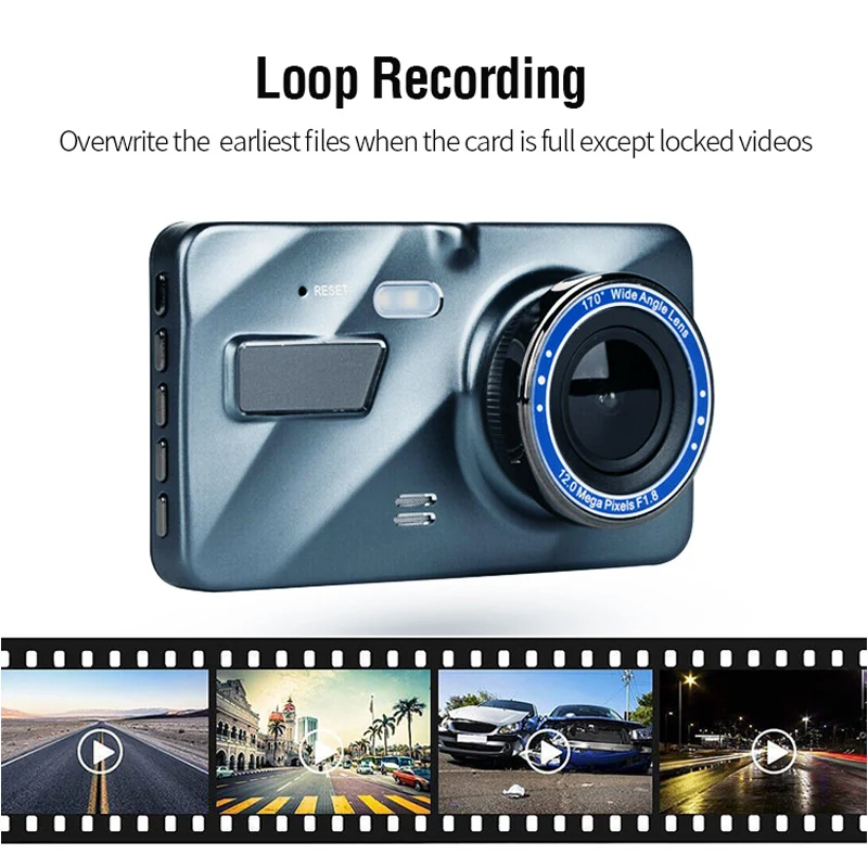 Car Dash Camera 4 Inch IPS Screen Full HD 170 Degree Driver Recorder Safety Guard Dashboard Cam Vehicle | Автомобили и мотоциклы