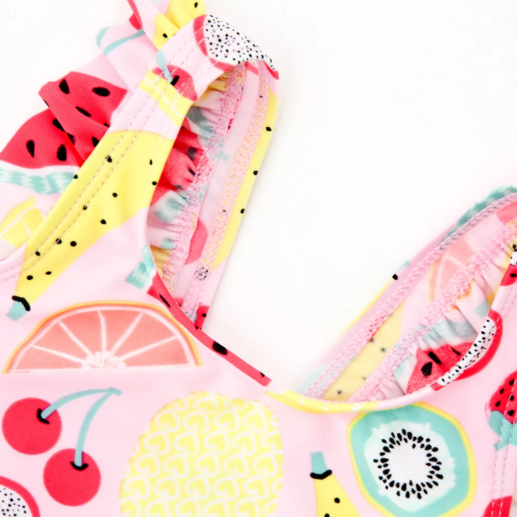 Для малышей для маленьких девочек оборки бретели печати слитные купальники