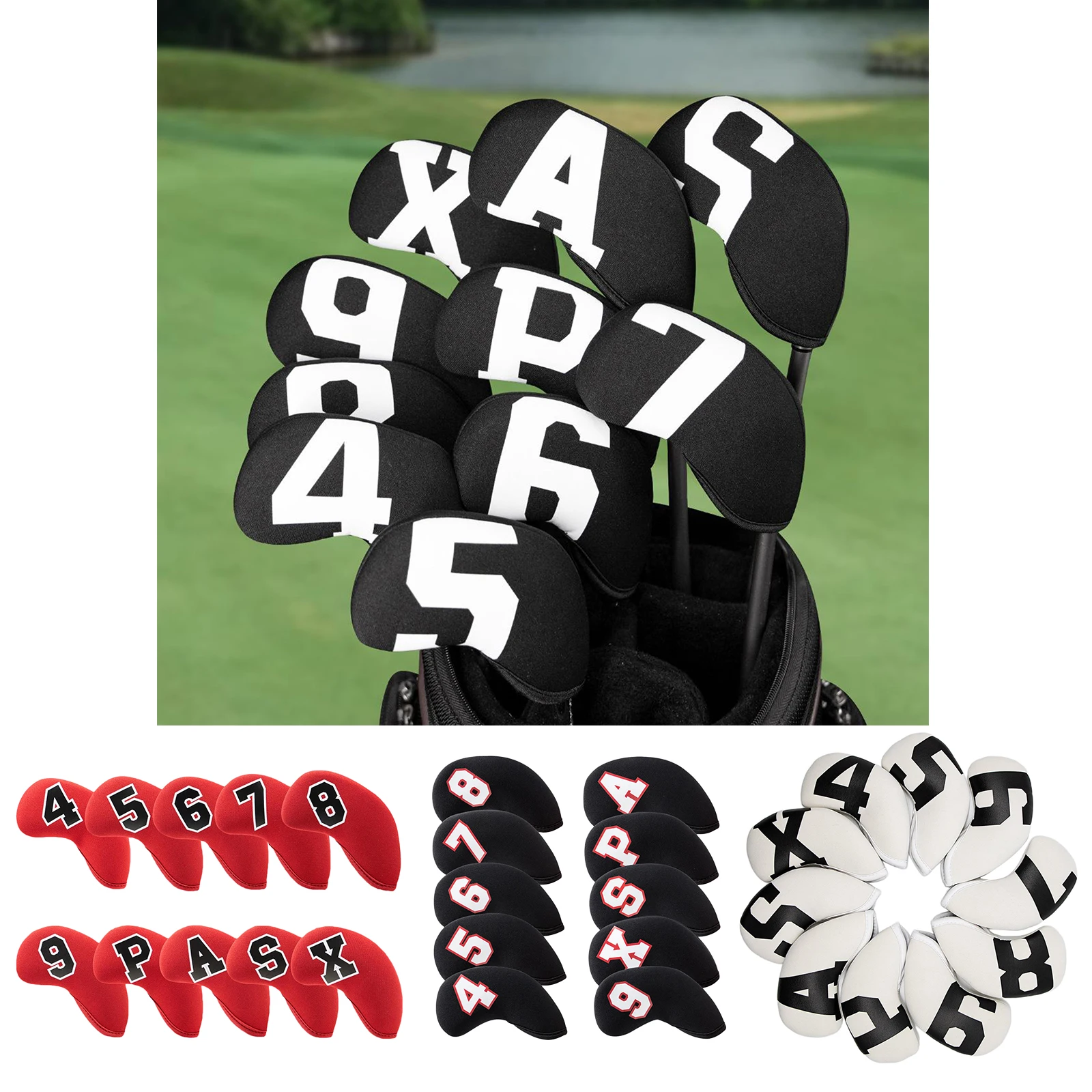 

10x Durable Golf Iron Headcover 13x7cm Anti-Scratch Head Cover Protect Case