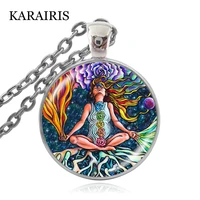 karairis 7 chakra reiki healing necklace buddha yoga meditation pendant spiritual om symbol hope jewelry statement necklace new
