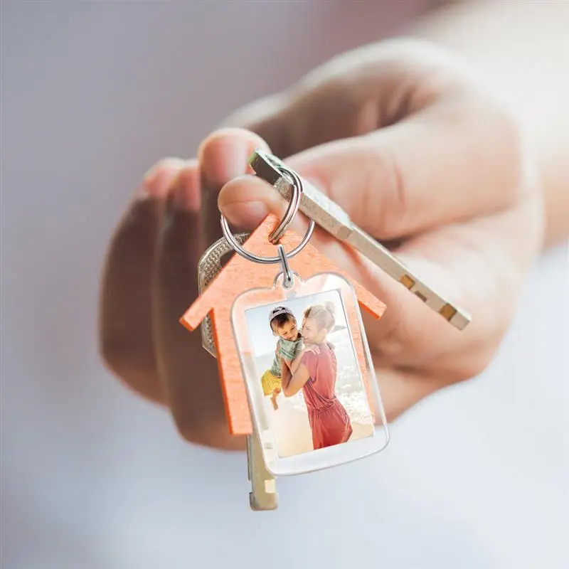 10 шт. акриловая фоторамка брелок прямоугольник пустая вставка разъемное кольцо