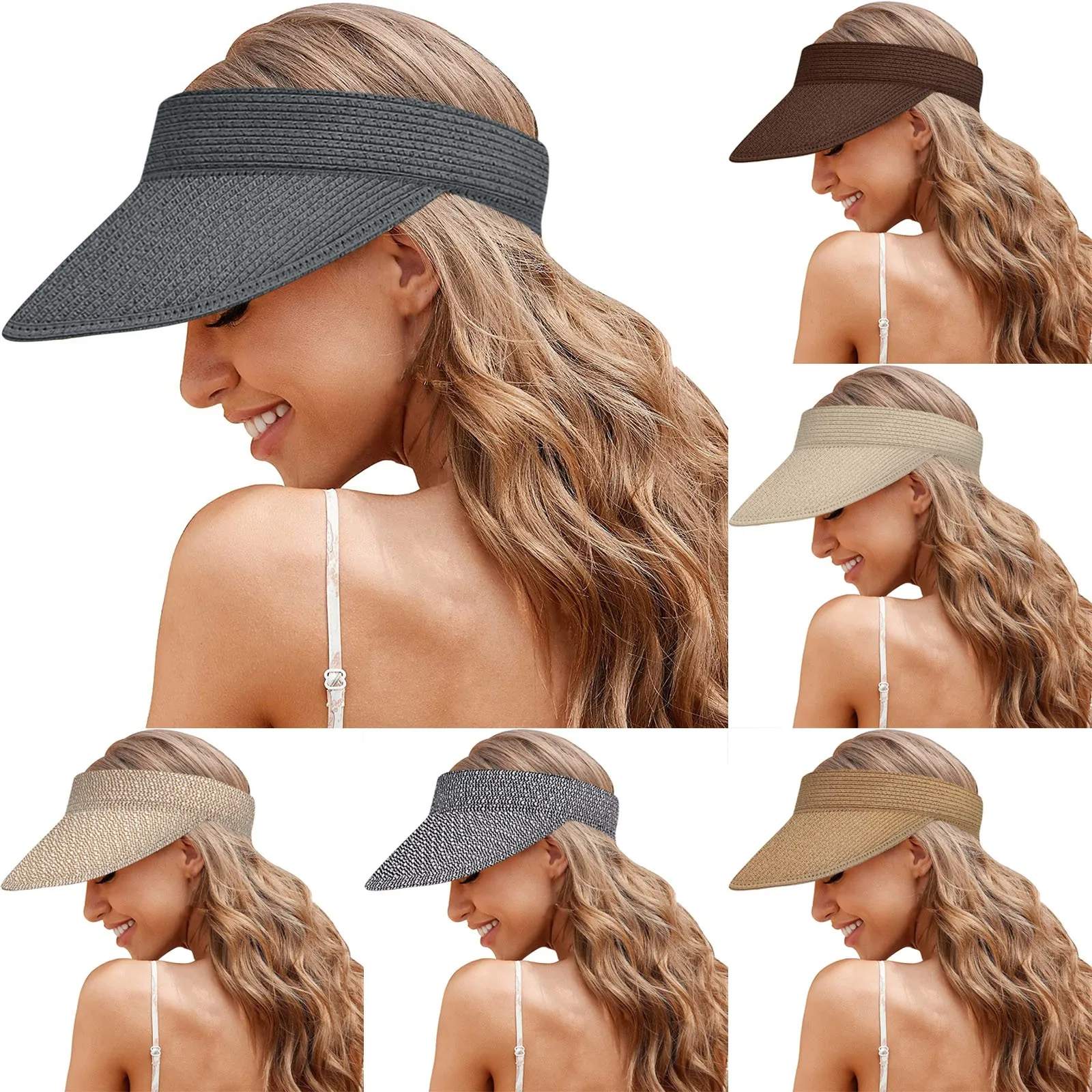 

Женская летняя Солнцезащитная Шляпа, модная Солнцезащитная трикотажная Шляпа для раковины, складная Повседневная Шляпа 2021, Женская Солнце...