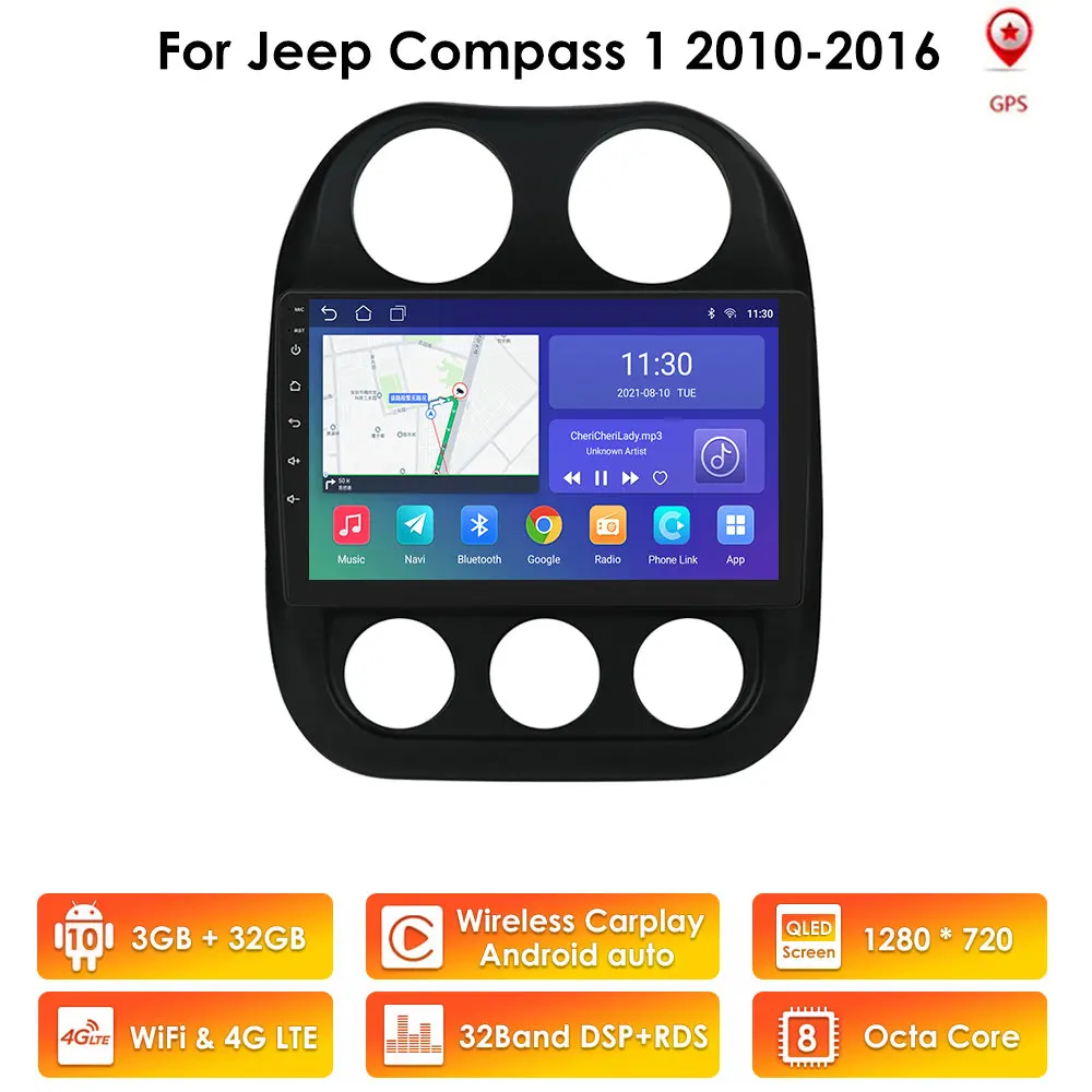 

Android 10 Car Autoradio for Jeep Compass 1 Patriot 2010- 2016 Car Multimedia Stereo Radio Automotive Carplay Player 3G 32G 2Din