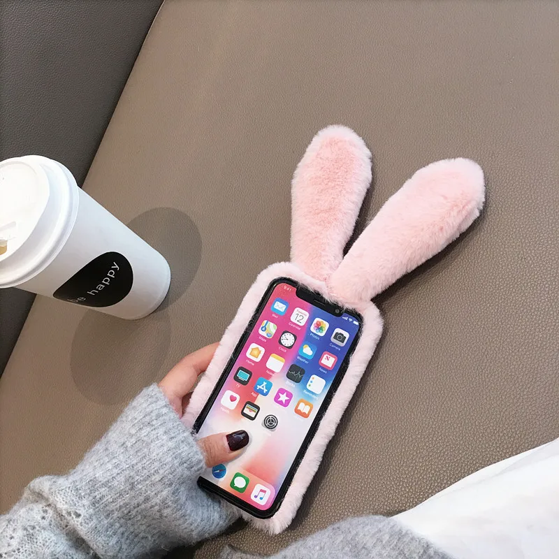 Милый пушистый чехол для телефона из кроличьего меха Huawei Mate 20 Lite P20 Pro P30 плюшевый в