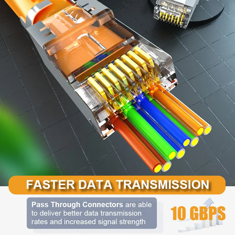 ZoeRax RJ45 Cat8 Cat7 &amp Cat6A Pass Through connectors 8P8C 50UM Gold Plated Shielded FTP/STP | Network Modular Plug - 1.5mm Электроника