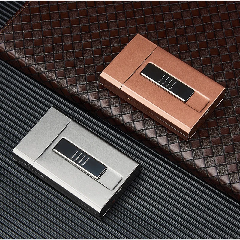 

Men's 20-piece USB Charging Cigarette Case USB Portable Charging Cigarette Case Lighter Heating Wire Mechero Cadeau Homme