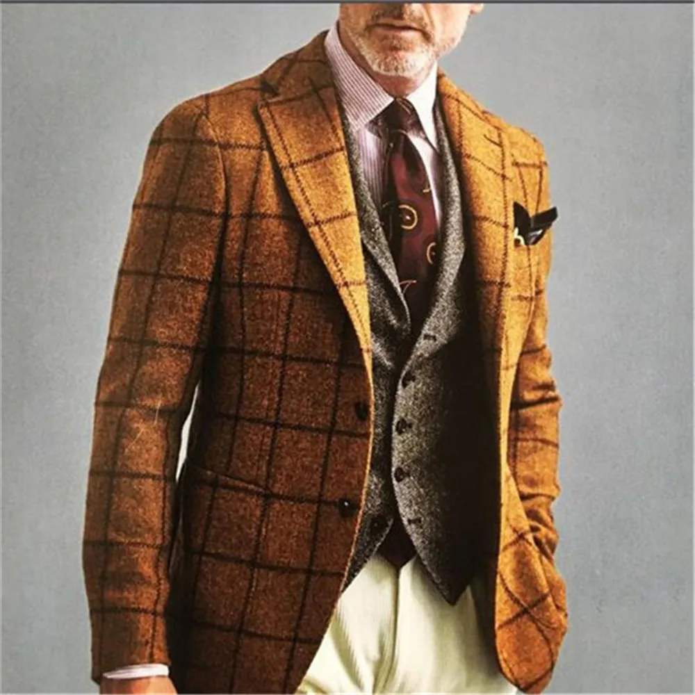 

2021 European American Spring Autumn Fashion Hot Style Men's Clothing New Plaid Slim Casual Suit Jacket Coat Top Outerwear
