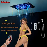 crystal pendant led ceiling shower head massage jets bathroom thermostatic spa concealed multifunction shower set faucet mixer