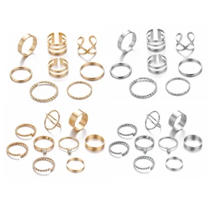 Набор женских золотых и серебряных колец, минималистичные украшения для пальцев, 2019, панковские геометрические