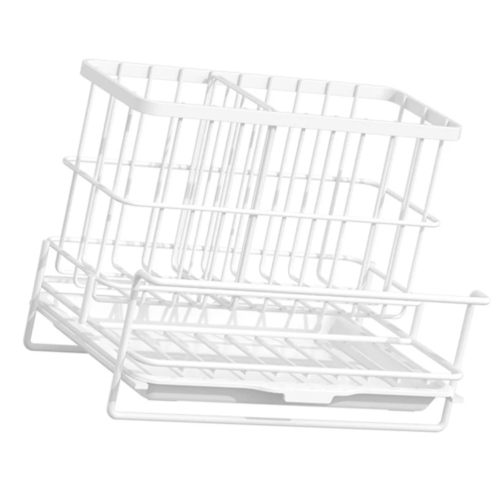 

1pc Iron Storage Holder Draining Rack Kitchen Supply Home Supply (White)
