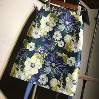 summer office floral print skirt women korean fashion clothing vintage skinny midi pencil skirt back zipper up skirts