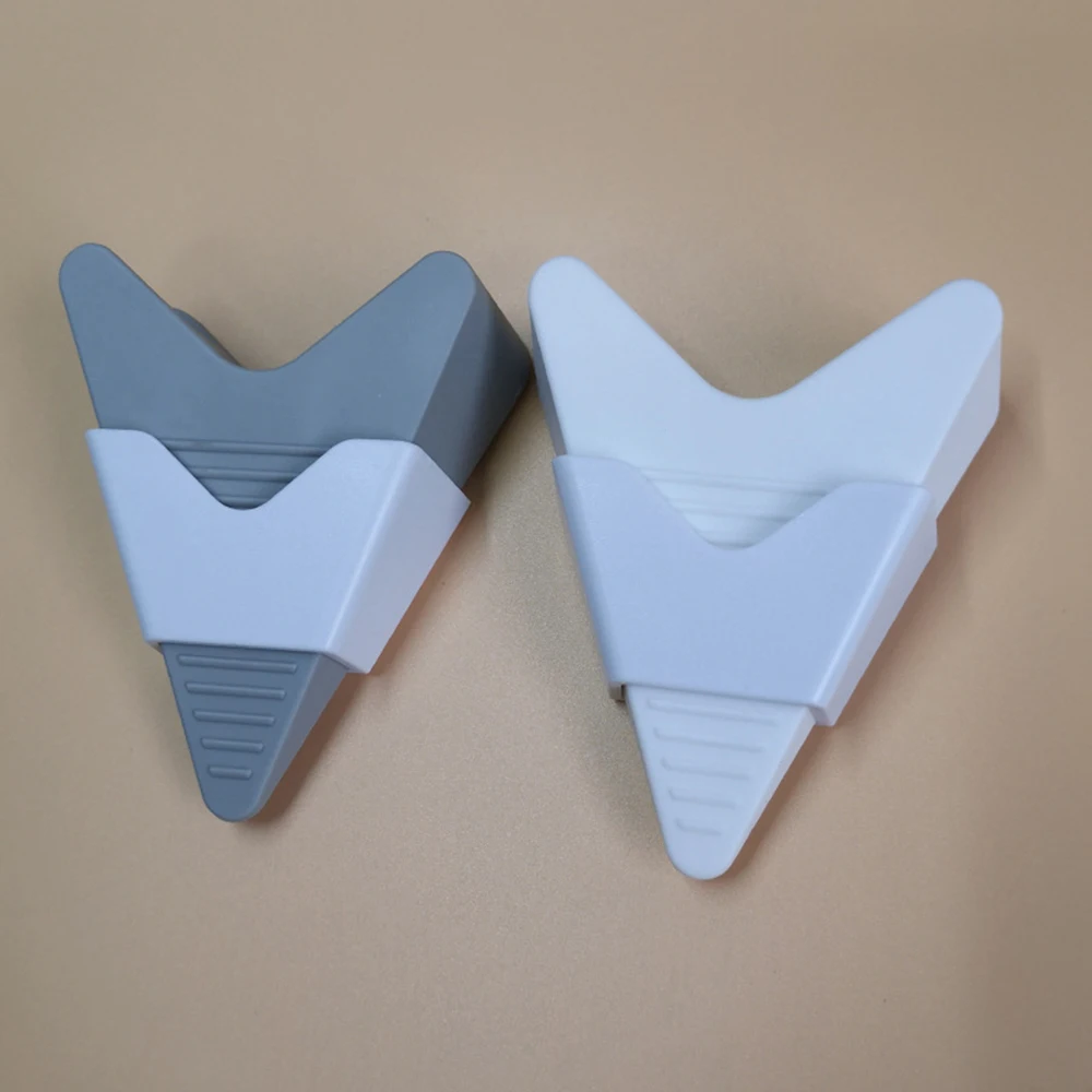 Door Wedge Shaped Plastic Door Stops Wall Protector Punch-free Collision Avoidance Non-slip Black Door Buffers Office Home Safe