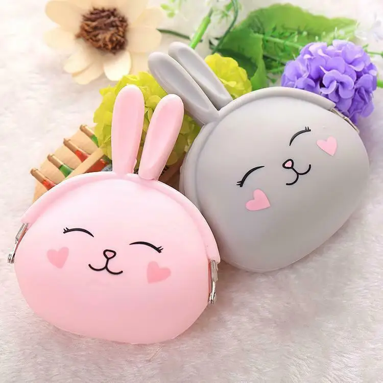 Мини-кошелек силиконовый для девочек маленький бумажник с кроликом мелочи