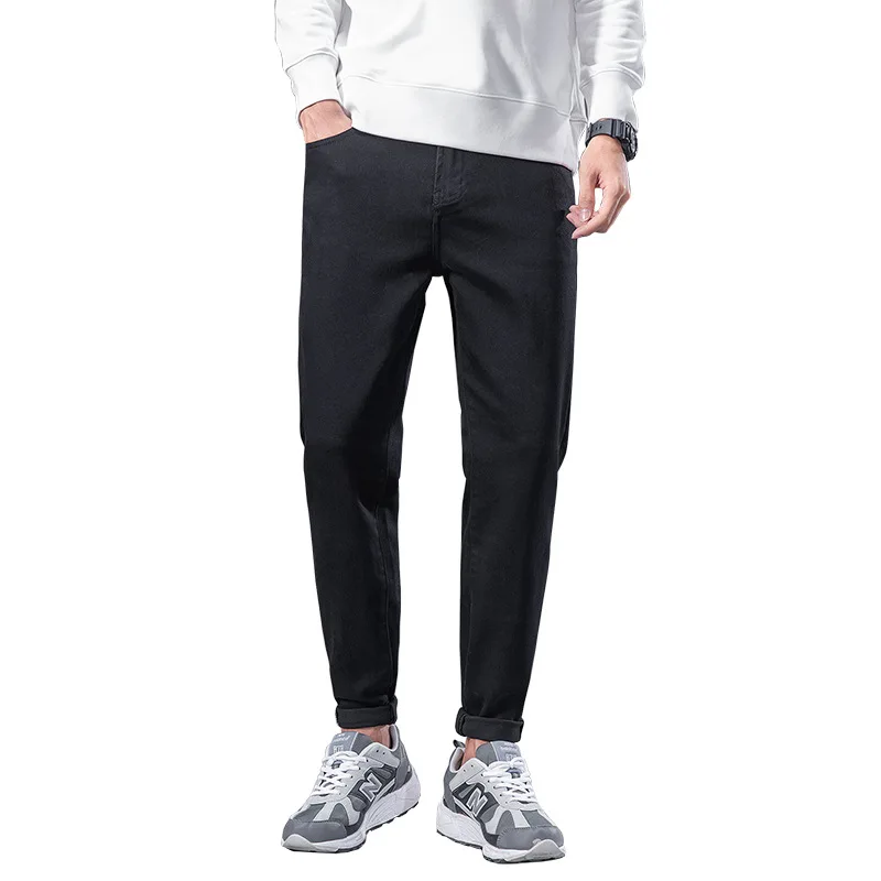 

2021 New Arrival Men's Denim Jeans Straight Full Length Pants with High Elasticity Slim Pants Man Fashion Mid-waist Jeans men