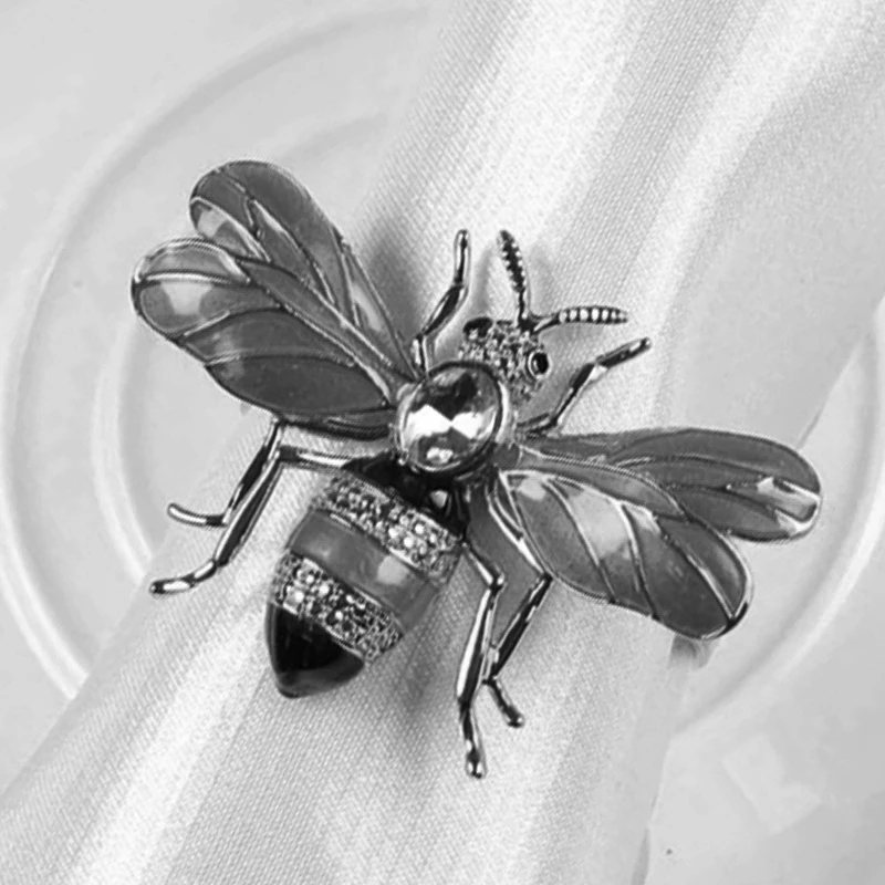 

NEW-12 Pcs the Napkin Buckle Napkin Ring Alloy Drip Diamond Buckle Paper Towels, 6 Pcs Insect Dragonfly & 6 Pcs Bee