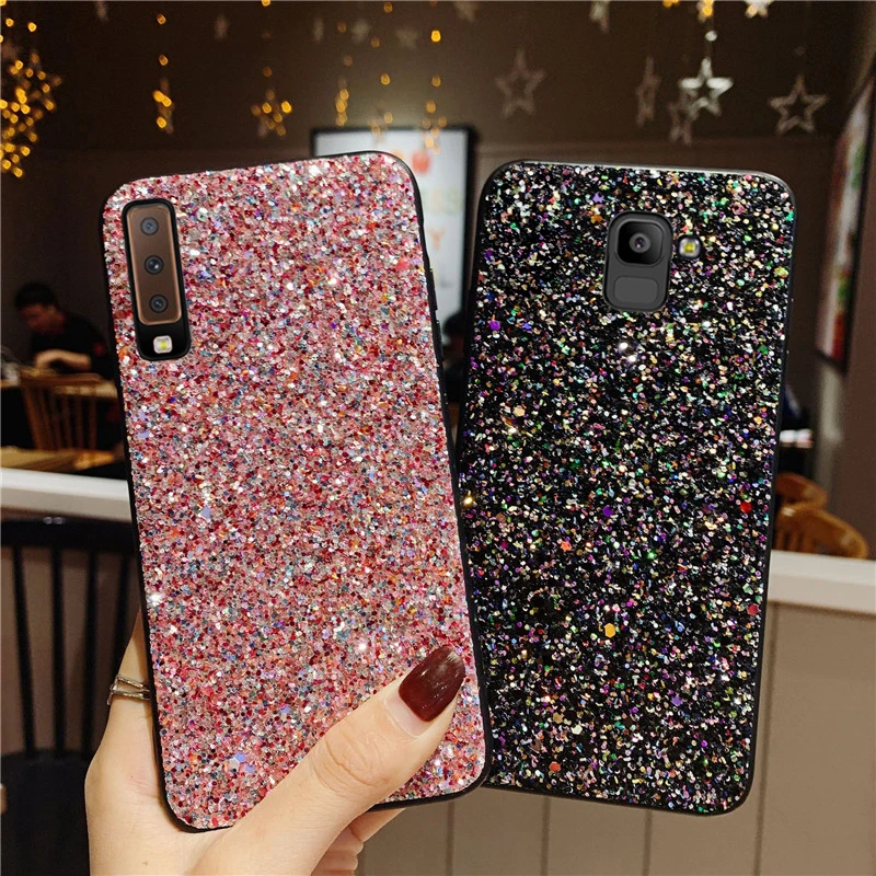 Блестящий чехол с блестками для телефона Samsung Galaxy A6 A7 A8 A9 Plus 2018 A750 A920 A2 Core Cover For J5 2017