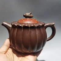 6chinese yixing zisha pottery hand carved golden cicada bee chrysanthemum pot purple mud kettle teapot pot tea maker office