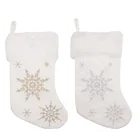 Рождественские чулки, белые тканевые носки, подарок, детский мешок для конфет, карман для снега, рождественские украшения для рождественской елки