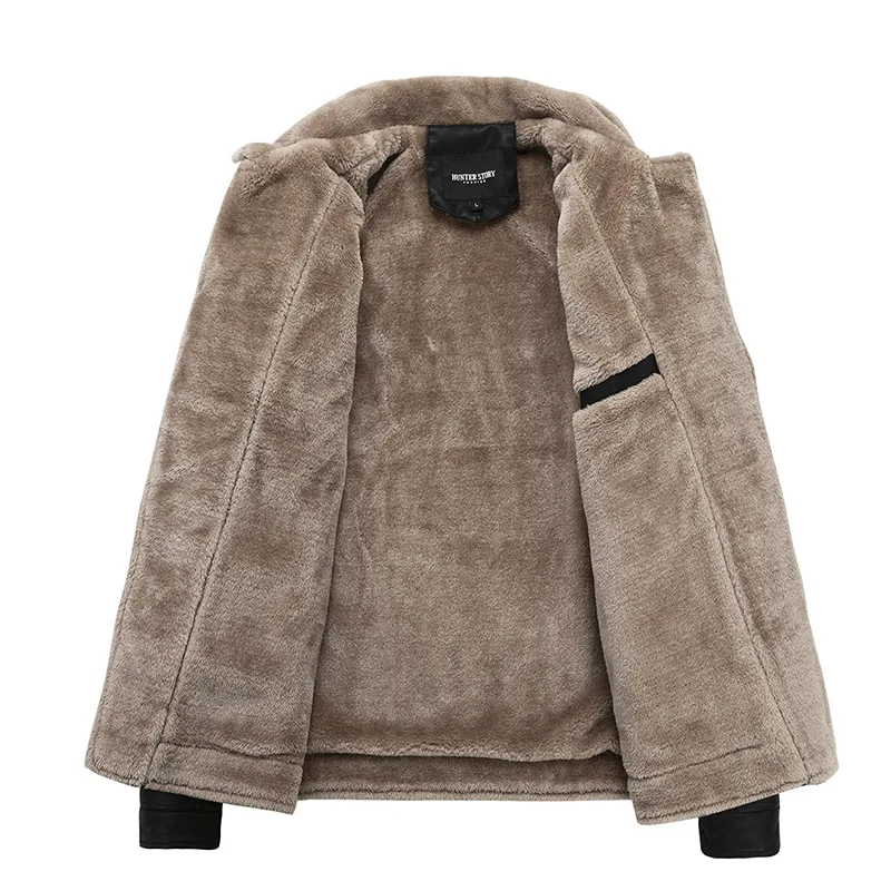 Куртка-бомбер мужская из овечьей шерсти асимметричная искусственной кожи |