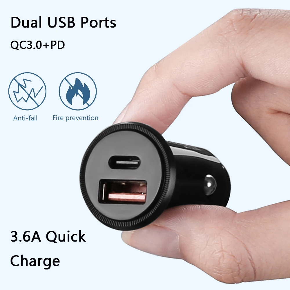 

Anchtek USB Car Charger Quick Charge Dual USB Port LED Display Cigarette Lighter QC3.0 5A Type C Adapter For Mobile Phone