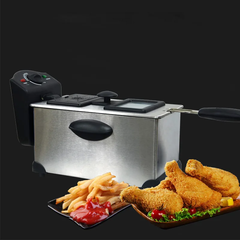 3L Electric Fryer Deep Fryer Stainless Steel Commercial Cooking Machine Chicken Duck Fish Meat Fries Fryer