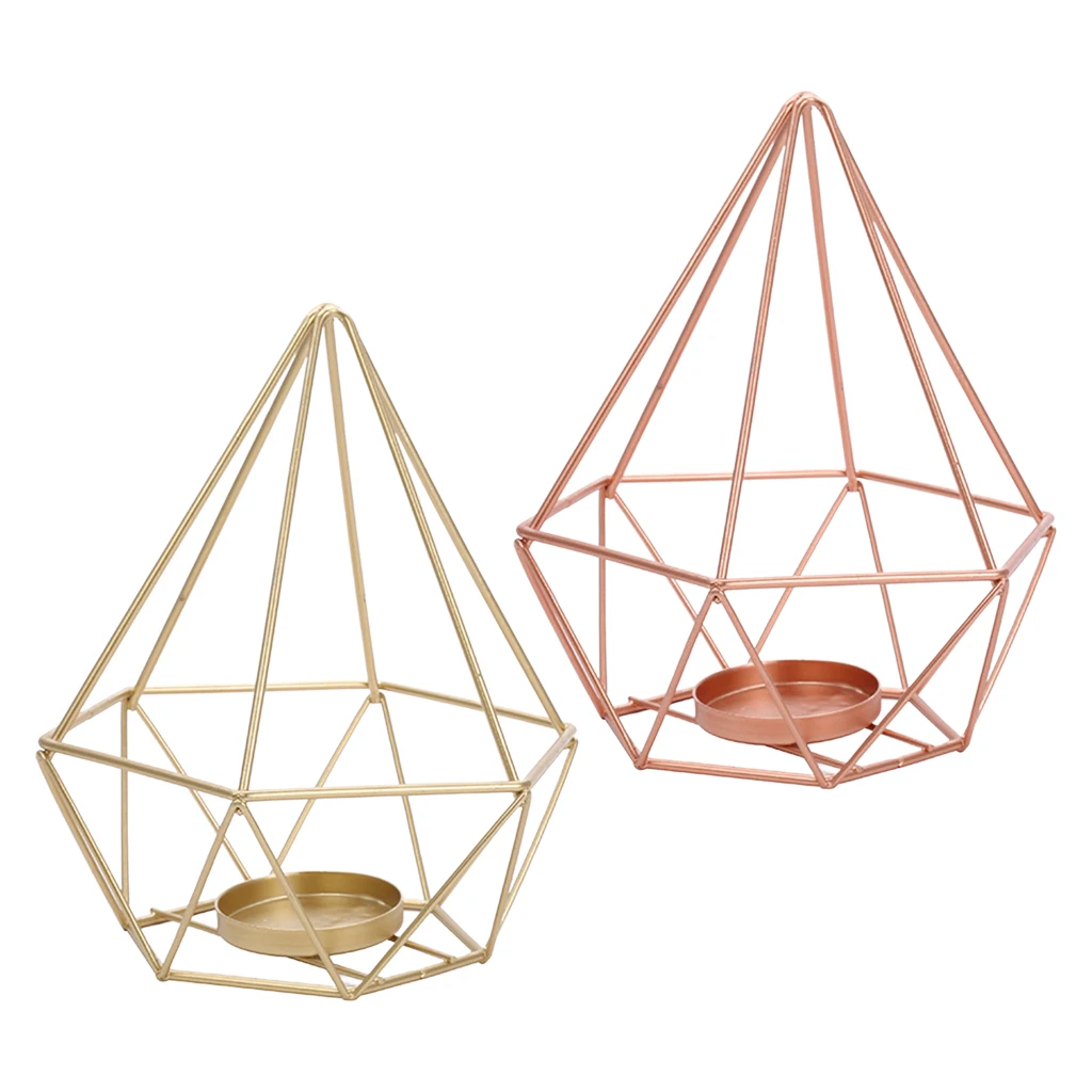 Geometric Tealights Holder for Table Decor Metal Votive Candles Centrepiece for Shelf Decor