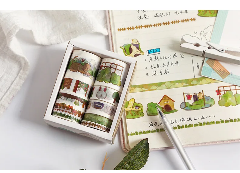 10 шт./компл. милый Единорог лента Washi Kawaii Голубой океан декоративная клейкая лента цветок малярный скотч для Скрапбукинг фотоальбомы