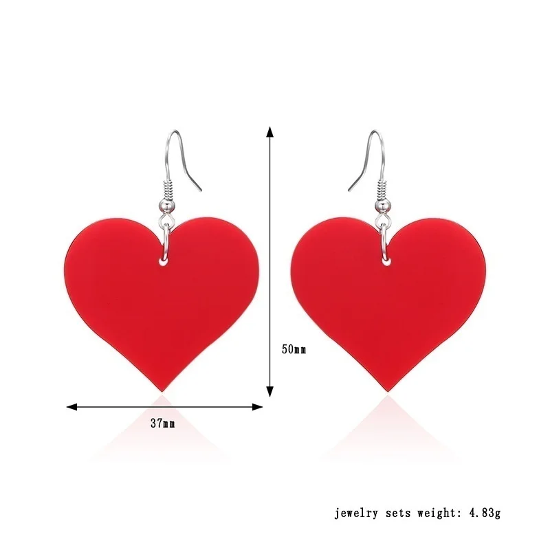 

Trendy Design Acrylic Black and White Heart Stud Earrings Long Ear Jewelry for Women Party Gift Accessories